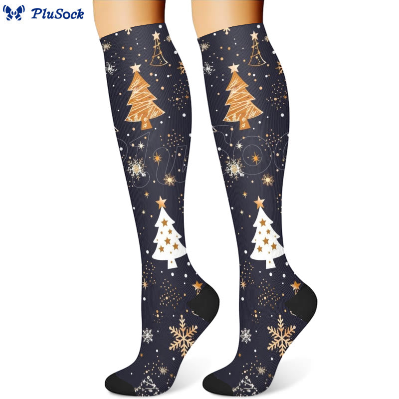 Christmas Gingerbread Man Christmas Tree Compression Socks(3 Pairs) - image 2