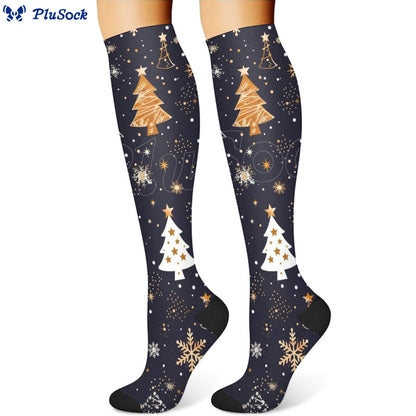 Christmas Gingerbread Man Christmas Tree Compression Socks(3 Pairs) - image 2