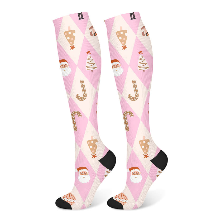 Christmas Pink Dogs Compression Socks(3 Pairs) - Pink(1 Pair) - S/M - image 7