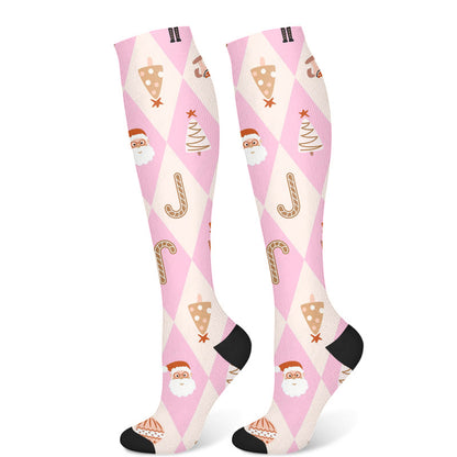 Christmas Pink Dogs Compression Socks(3 Pairs) - Pink(1 Pair) - S/M - image 7