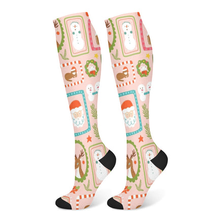 Christmas Pink Dogs Compression Socks(3 Pairs) - Light Pink(1 Pair) - S/M - image 6