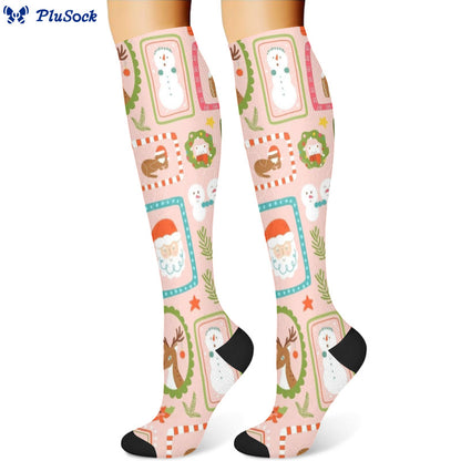 Christmas Pink Dogs Compression Socks(3 Pairs) - image 2