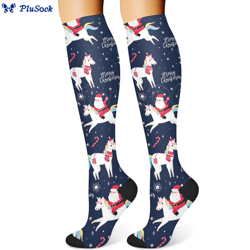 Christmas Snowman Unicorn Compression Socks(3 Pairs) - image 4