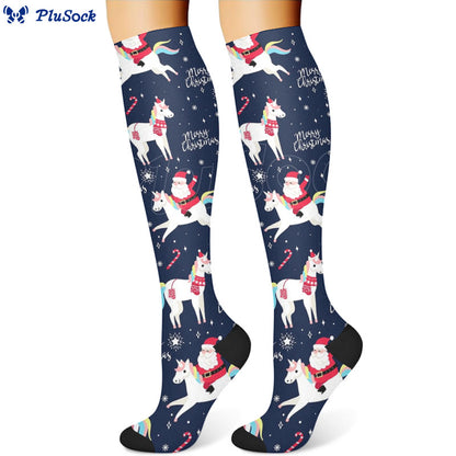 Christmas Snowman Unicorn Compression Socks(3 Pairs) - image 4
