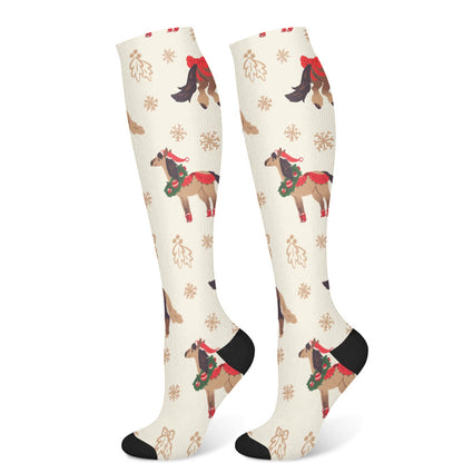 Christmas Snowman Unicorn Compression Socks(3 Pairs) - Beige(1 Pair) - S/M - image 6