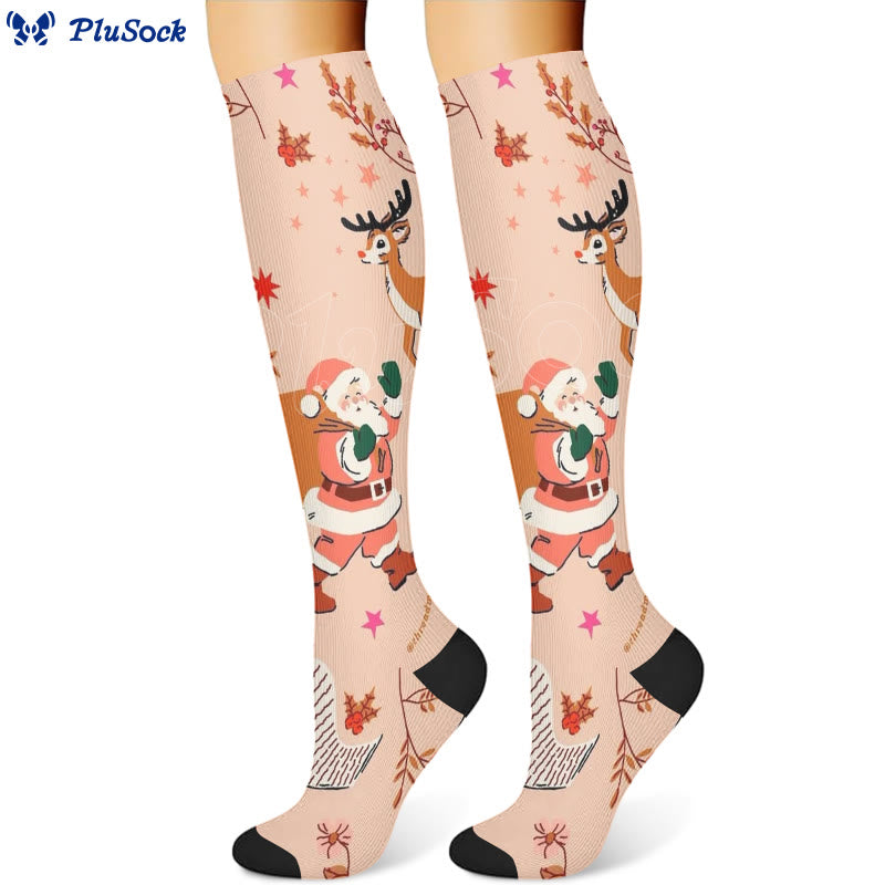 Christmas Deer Bird Compression Socks(3 Pairs) - image 3