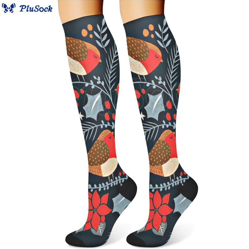 Christmas Deer Bird Compression Socks(3 Pairs) - image 4