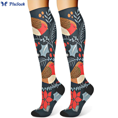 Christmas Deer Bird Compression Socks(3 Pairs) - image 4