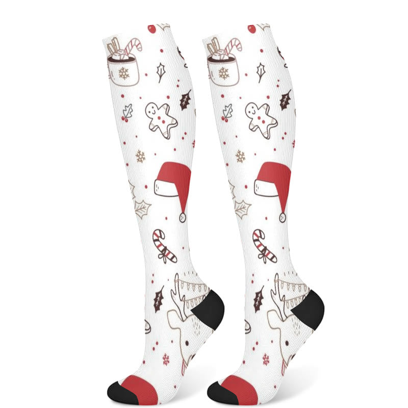 Christmas Deer Bird Compression Socks(3 Pairs) - White(1 Pair) - S/M - image 5
