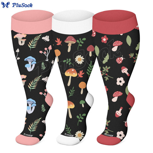 Plus Size Mushroom Styles Compression Socks(3 Pairs) - image 0