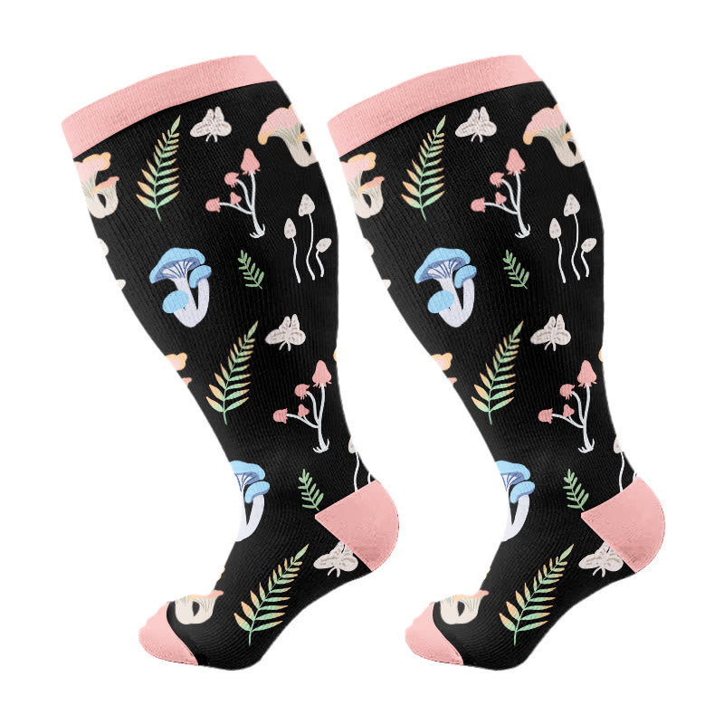 Plus Size Mushroom Styles Compression Socks(3 Pairs) - Pink(1 Pair) - 4XL - image 7