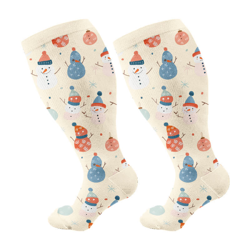 Plus Size Christmas Simple Style Compression Socks(3 Pairs) - Apricot(1 Pair) - 4XL - image 6