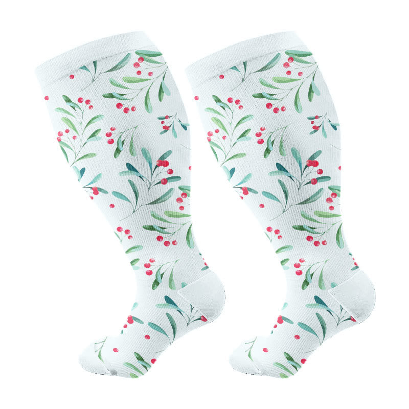 Plus Size Christmas Simple Style Compression Socks(3 Pairs) - Light Blue(1 Pair) - 4XL - image 5
