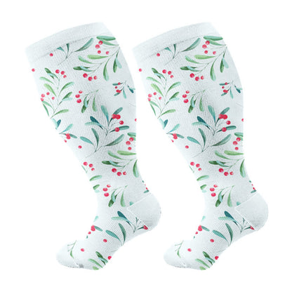 Plus Size Christmas Simple Style Compression Socks(3 Pairs) - Light Blue(1 Pair) - 4XL - image 5