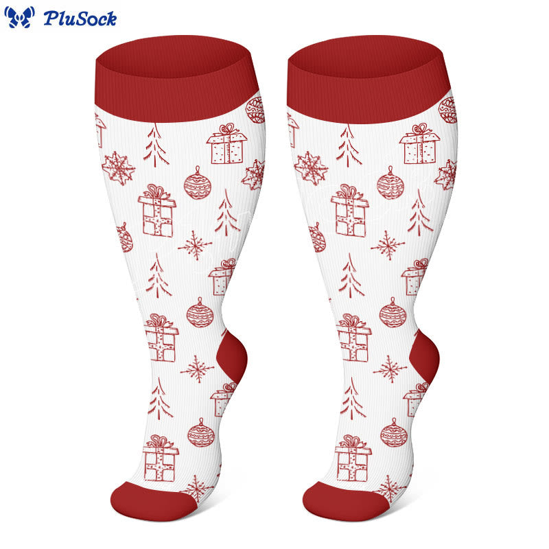 Plus Size Christmas Simple Style Compression Socks(3 Pairs) - image 4