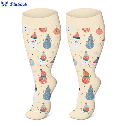 Plus Size Christmas Simple Style Compression Socks(3 Pairs) - image 3
