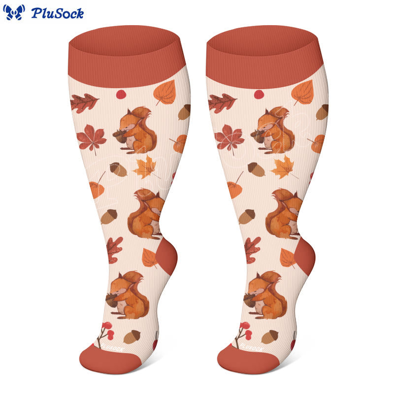 Plus Size Autumn Hedgehog Compression Socks(3 Pairs) - image 2