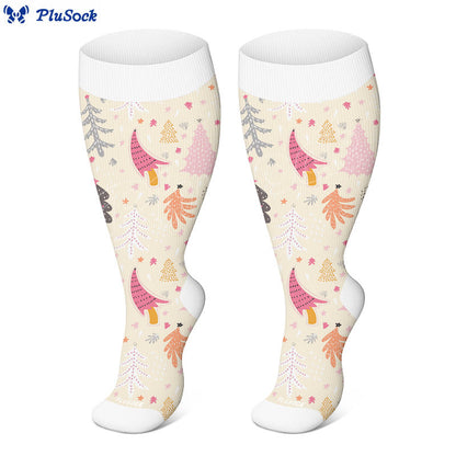 Plus Size Funny Christmas Tree Compression Socks(3 Pairs) - image 7