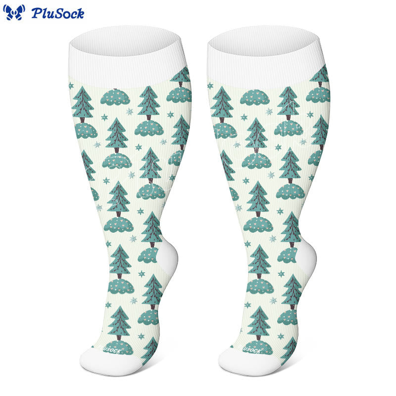 Plus Size Funny Christmas Tree Compression Socks(3 Pairs) - image 8