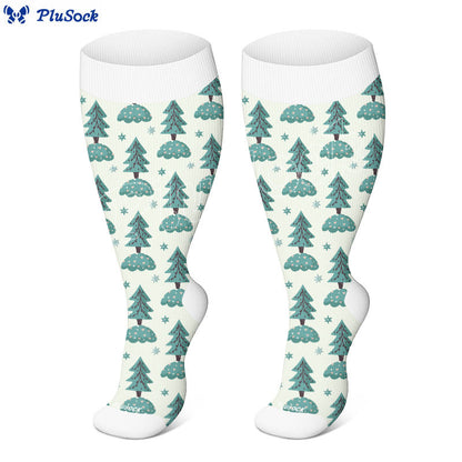 Plus Size Funny Christmas Tree Compression Socks(3 Pairs) - image 8
