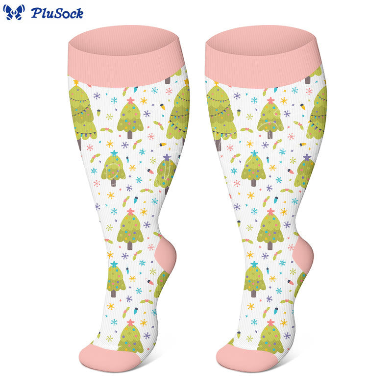 Plus Size Funny Christmas Tree Compression Socks(3 Pairs) - image 10