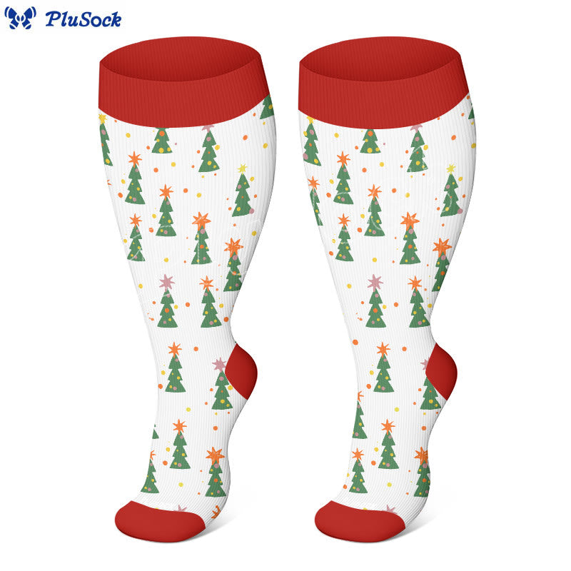 Plus Size Funny Christmas Tree Compression Socks(3 Pairs) - image 6