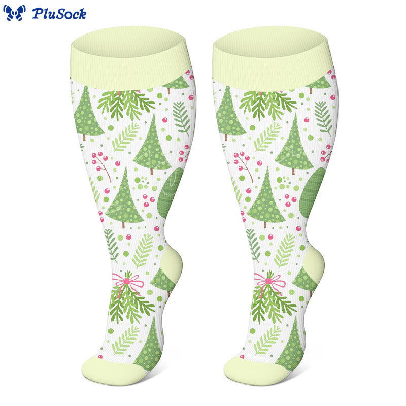 Plus Size Funny Christmas Tree Compression Socks(3 Pairs) - image 9