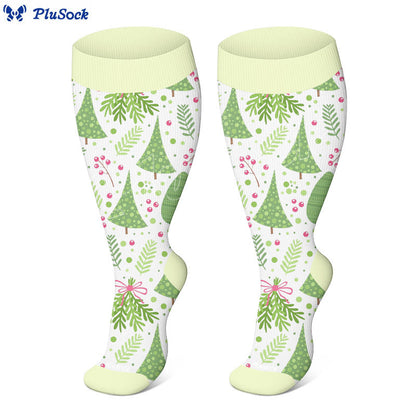 Plus Size Funny Christmas Tree Compression Socks(3 Pairs) - image 9