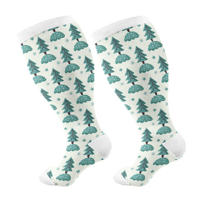 Plus Size Funny Christmas Tree Compression Socks(3 Pairs) - White(1 Pair) - 4XL - image 14