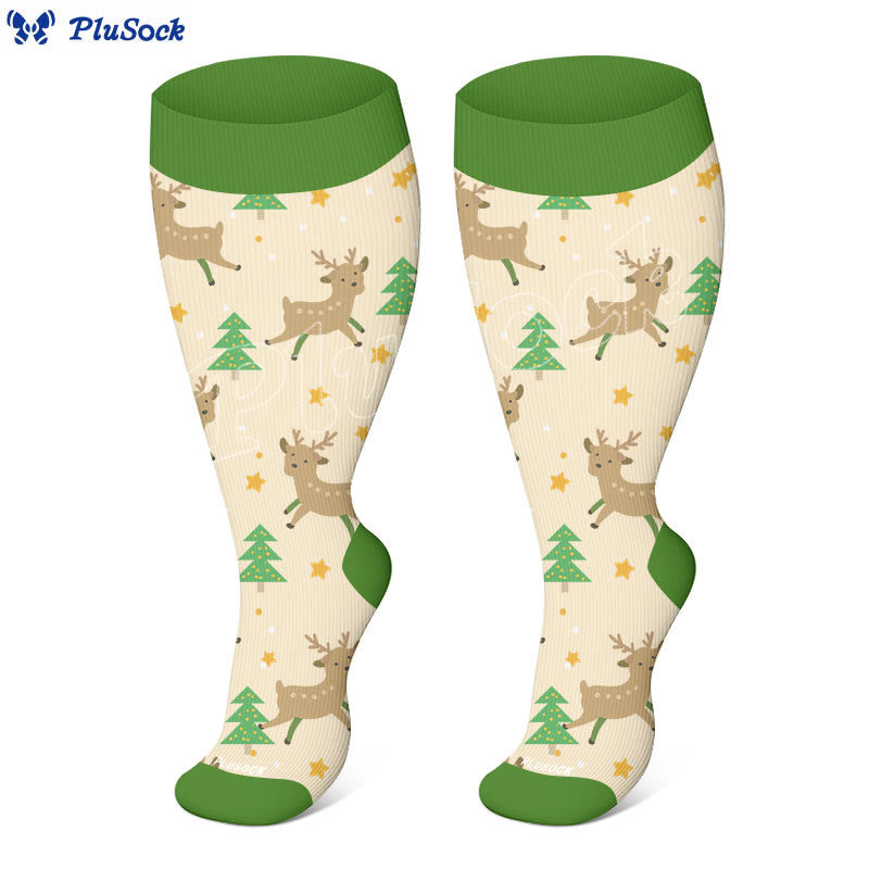 Plus Size Christmas Atmosphere Compression Socks(3 Pairs) - image 6