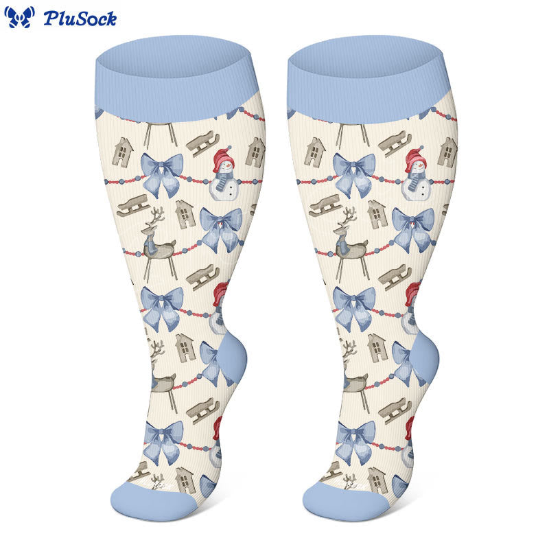 Plus Size Christmas Atmosphere Compression Socks(3 Pairs) - image 9