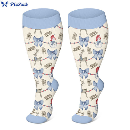 Plus Size Christmas Atmosphere Compression Socks(3 Pairs) - image 9