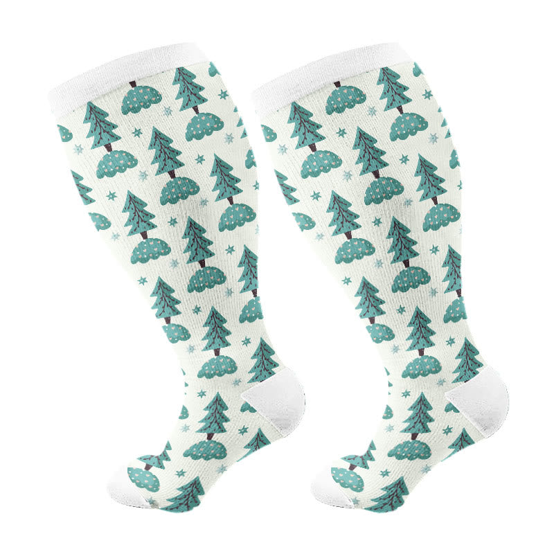 Plus Size Christmas Atmosphere Compression Socks(3 Pairs) - Light Green(1 Pair) - 4XL - image 13