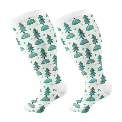 Plus Size Christmas Atmosphere Compression Socks(3 Pairs) - Light Green(1 Pair) - 4XL - image 13