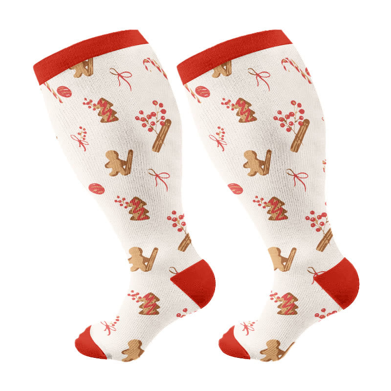 Plus Size Christmas Atmosphere Compression Socks(3 Pairs) - Red(1 Pair) - 4XL - image 15