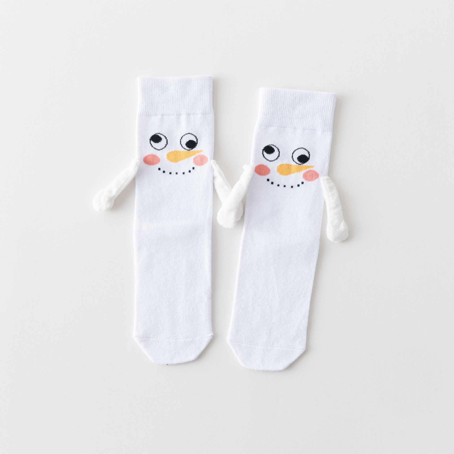 Plus Size Funny Hand In Hand Quarter Socks(3 Pairs) - White - EU36-40(US3-7) - image 12