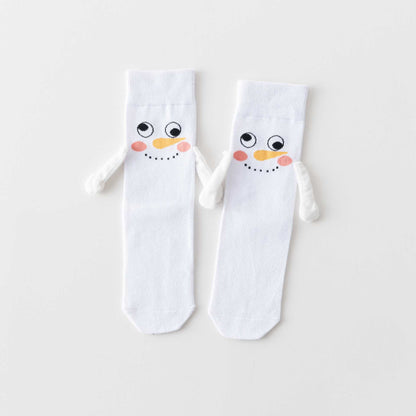 Plus Size Funny Hand In Hand Quarter Socks(3 Pairs) - White - EU36-40(US3-7) - image 12