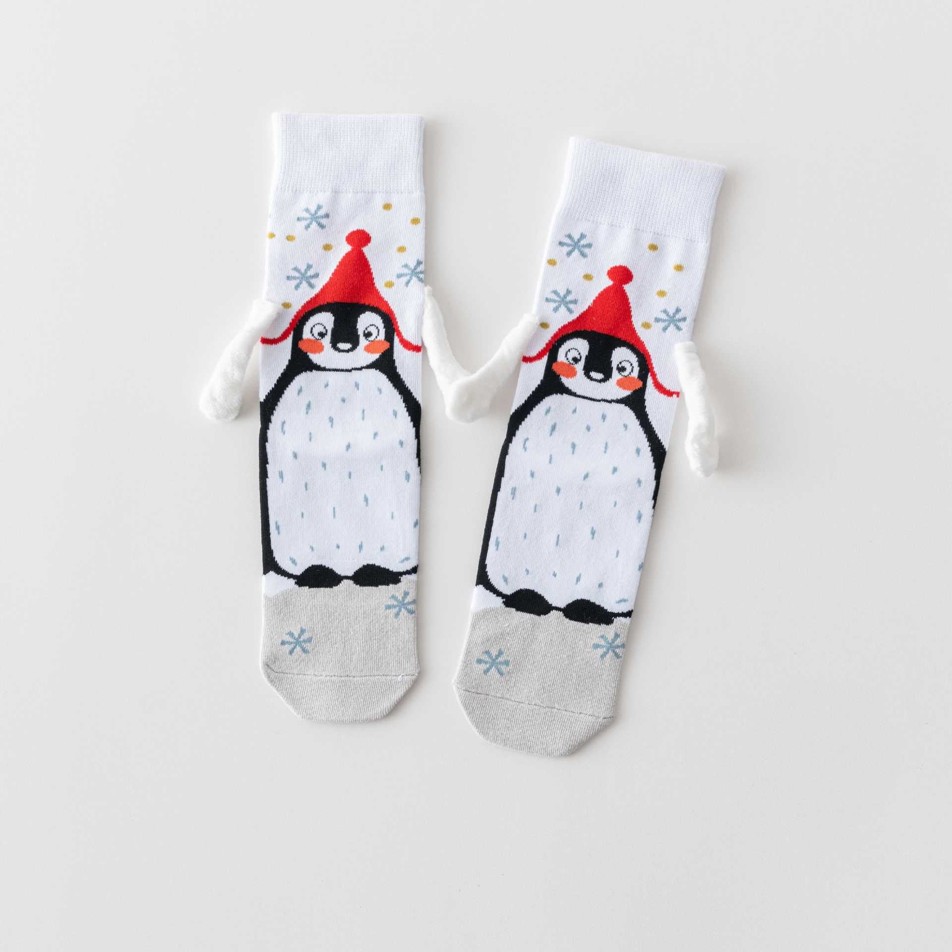 Plus Size Funny Hand In Hand Quarter Socks(3 Pairs) - Red - EU36-40(US3-7) - image 14