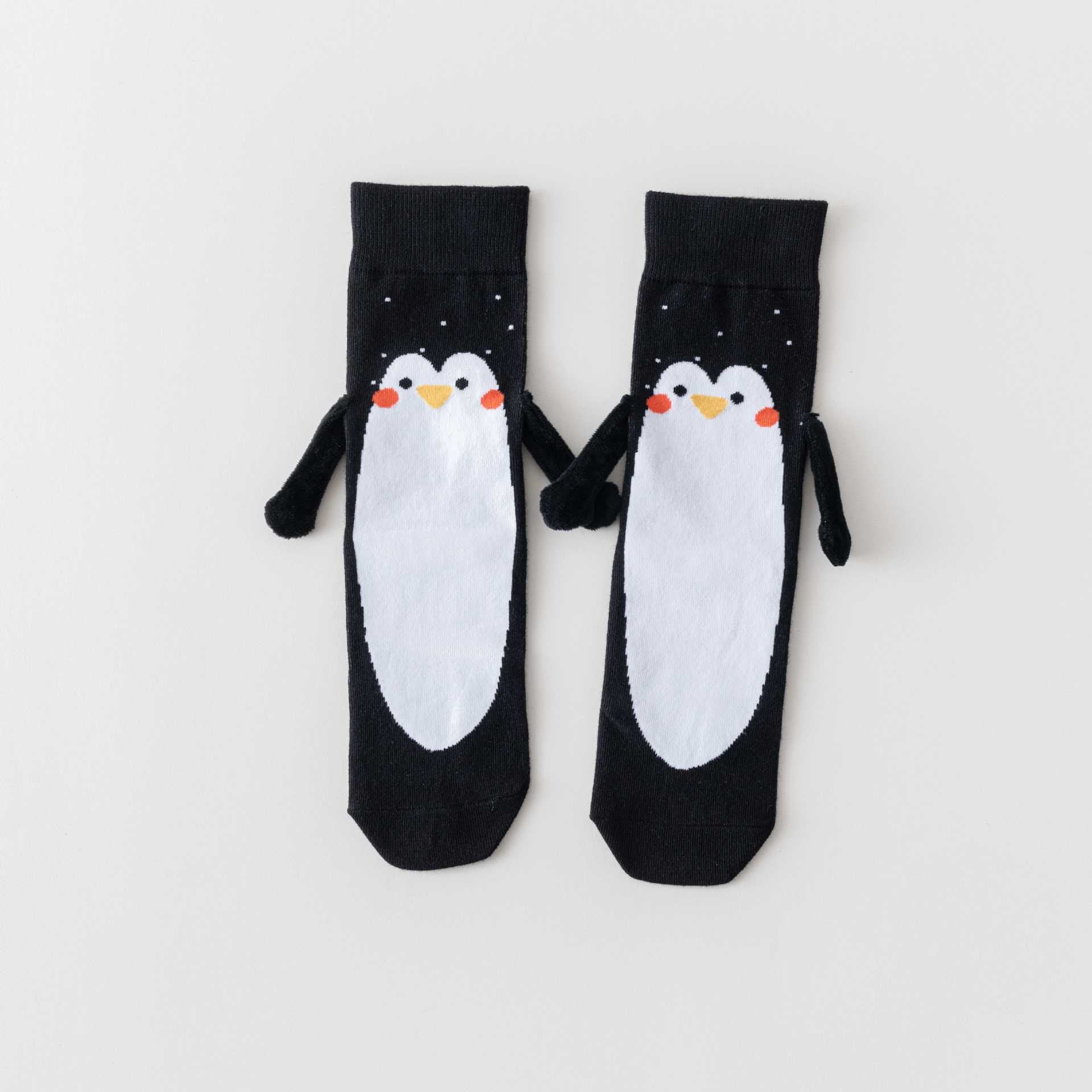 Plus Size Funny Hand In Hand Quarter Socks(3 Pairs) - Black - EU36-40(US3-7) - image 15