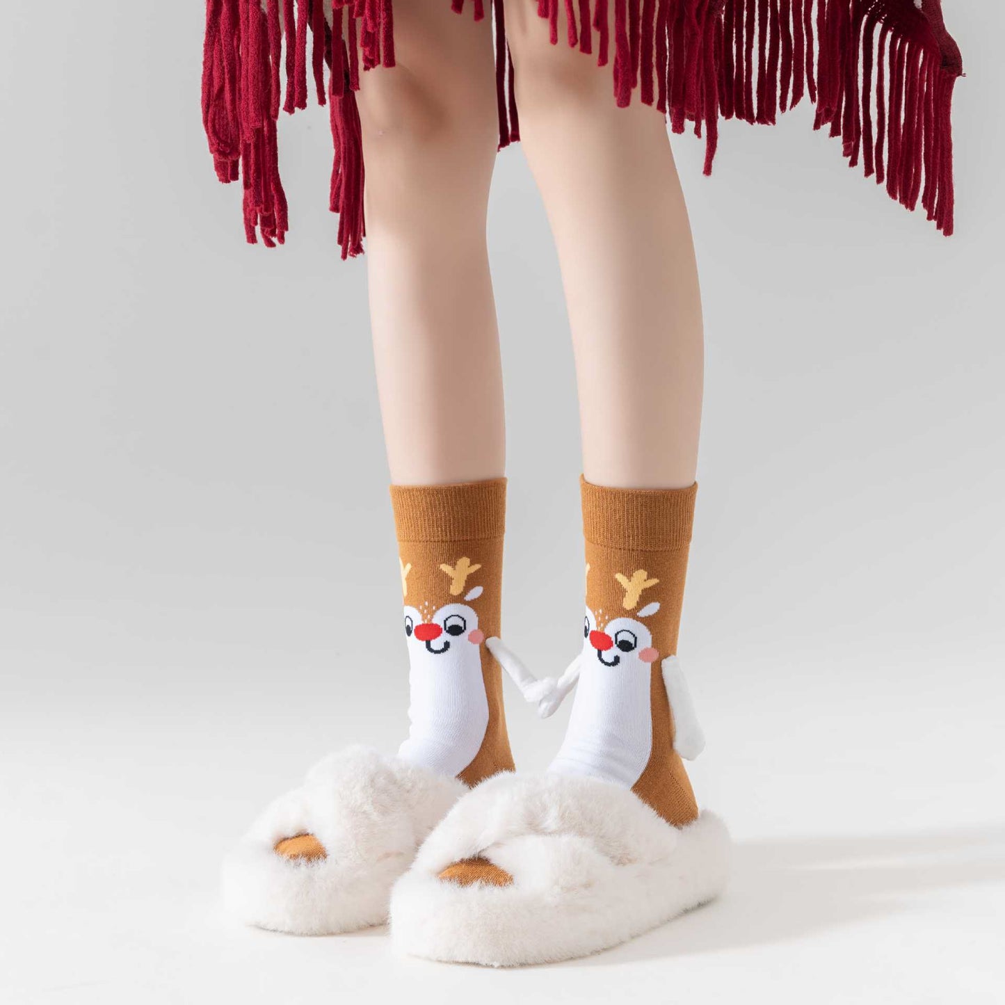 Plus Size Funny Hand In Hand Quarter Socks(3 Pairs) - image 10