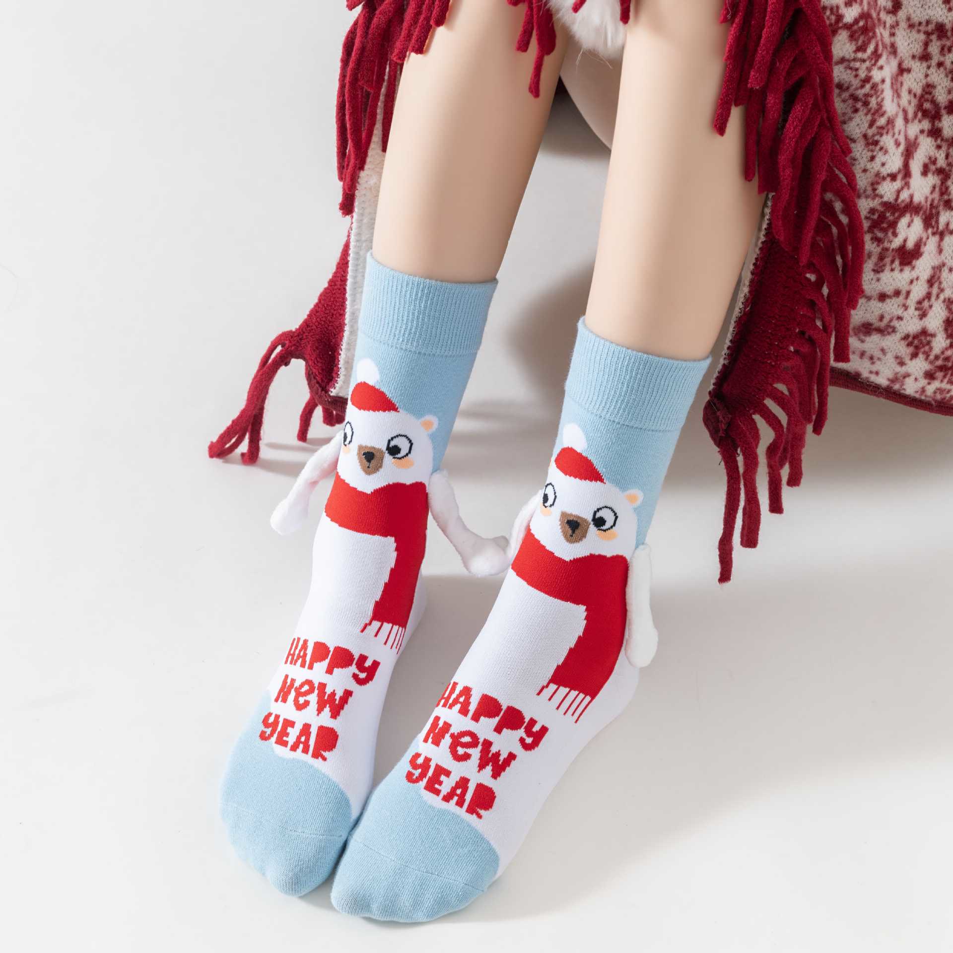 Plus Size Funny Hand In Hand Quarter Socks(3 Pairs) - image 4