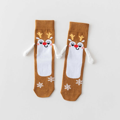 Plus Size Funny Hand In Hand Quarter Socks(3 Pairs) - Brown - EU36-40(US3-7) - image 11