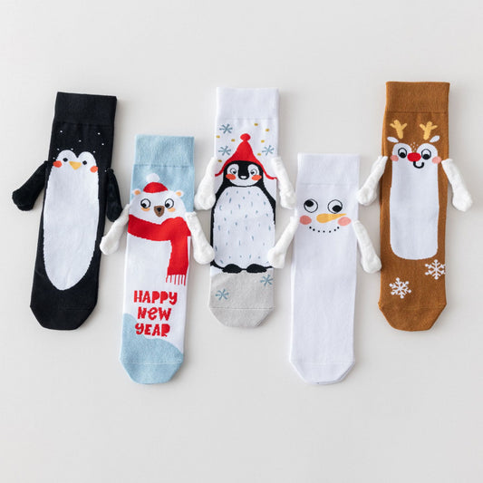 Plus Size Funny Hand In Hand Quarter Socks(3 Pairs) - image 0