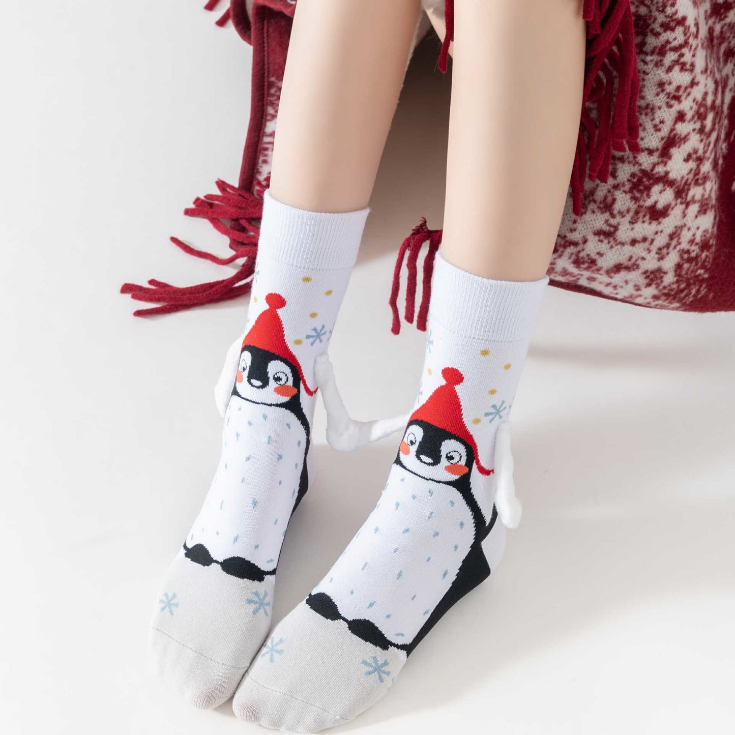 Plus Size Funny Hand In Hand Quarter Socks(3 Pairs) - image 1