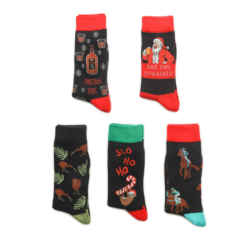 Plus Size Christmas Creative Quarter Socks(5 Pairs) - image 3