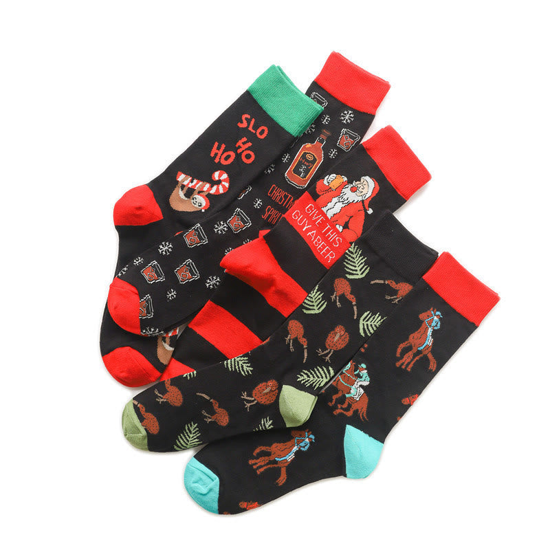 Plus Size Christmas Creative Quarter Socks(5 Pairs) - image 7