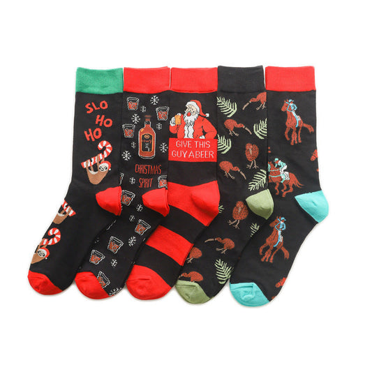 Plus Size Christmas Creative Quarter Socks(5 Pairs) - Multicolor - EU37-44(US4-10) - image 0
