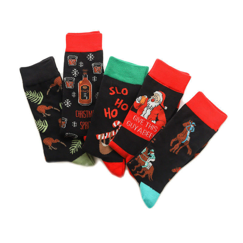 Plus Size Christmas Creative Quarter Socks(5 Pairs) - image 8