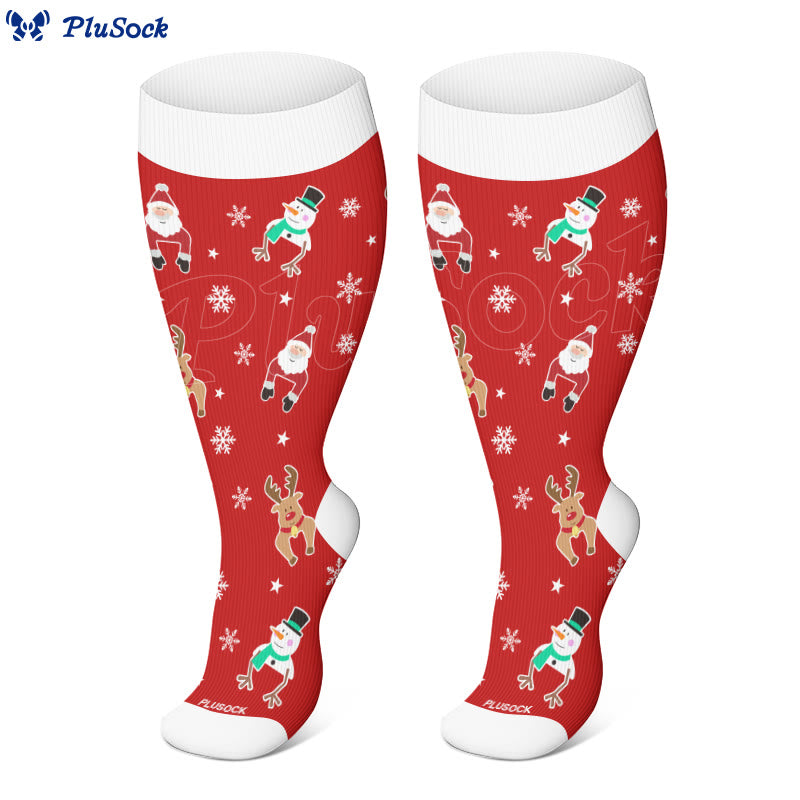Plus Size Christmas Cats Compression Socks(3 Pairs) - image 4