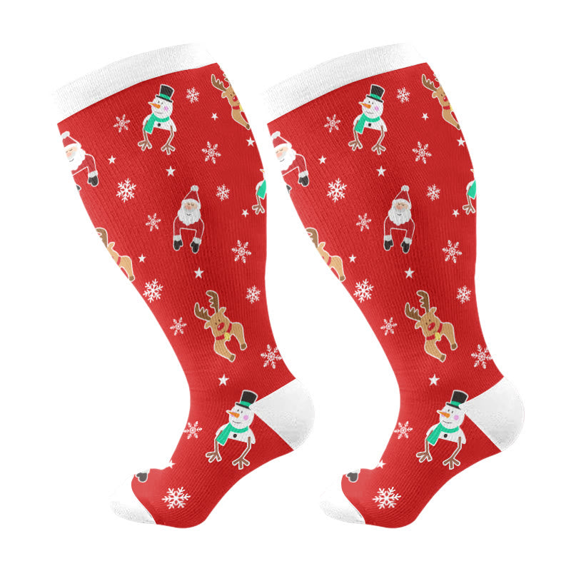 Plus Size Christmas Cats Compression Socks(3 Pairs) - Red(1 Pair) - 4XL - image 6